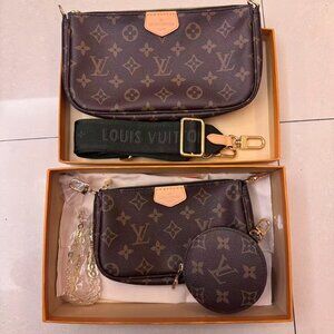 Louis Vuitton Medium Monogram Tote Bag with Matching Pouch – Brown